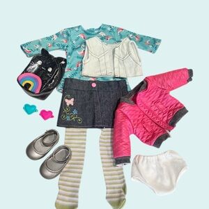 10 Pcs Lot of Doll Clothes & Accessories Fits 18 inch American Girl